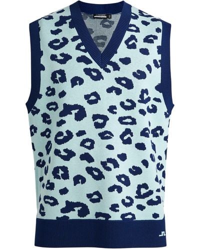 J.Lindeberg Leopard Print Sweater Vest - Blue