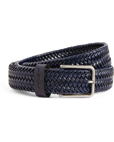 7 For All Mankind Leather Woven Belt - Blue