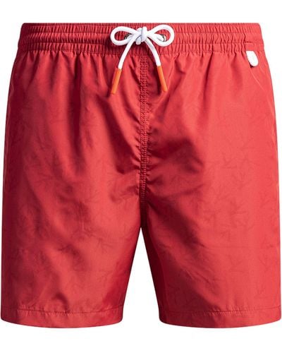 Isaia Patterned Swim Shorts - Red