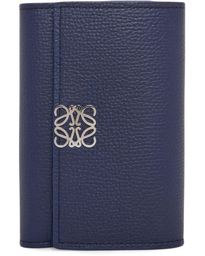 Loewe Leather Anagram Vertical Wallet - Blue