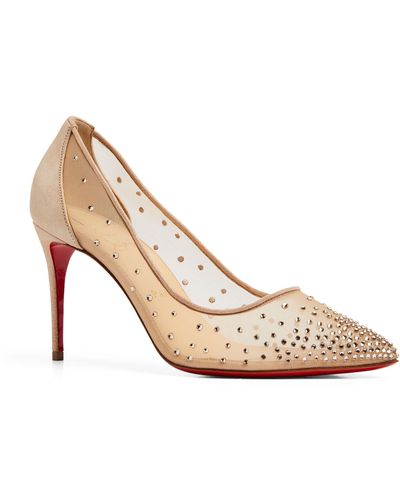 Christian Louboutin Follies Strass Suede Court Shoes 85 - Natural
