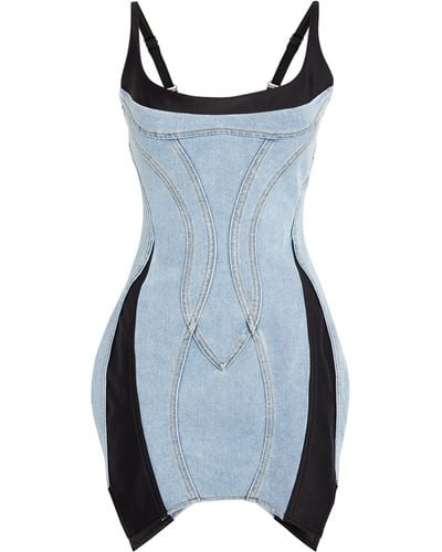 Mugler Paneled Mini Dress - Blue