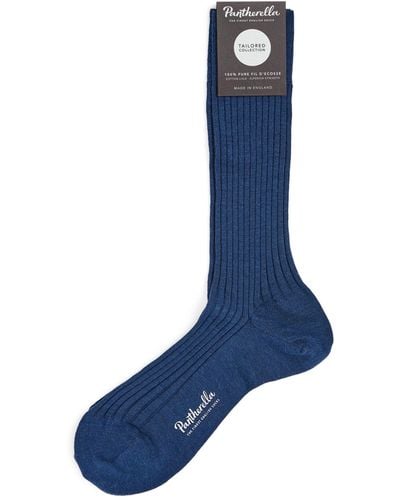 Pantherella Wool-blend Ribbed Socks - Blue