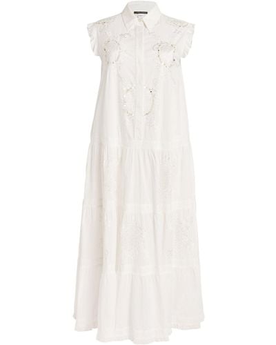 Marina Rinaldi Cotton Voiled Embroidered Dress - White