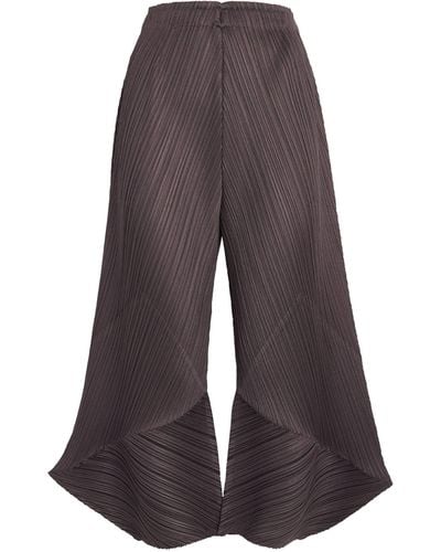 Pleats Please Issey Miyake Pleated Chili Peppers Wide-leg Pants - Brown