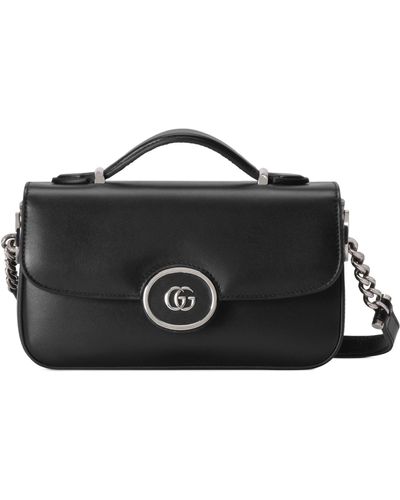 Gucci Mini Leather Petite Gg Shoulder Bag - Black