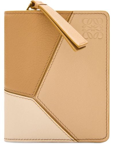 Loewe Leather Puzzle Compact Zip Wallet - Natural