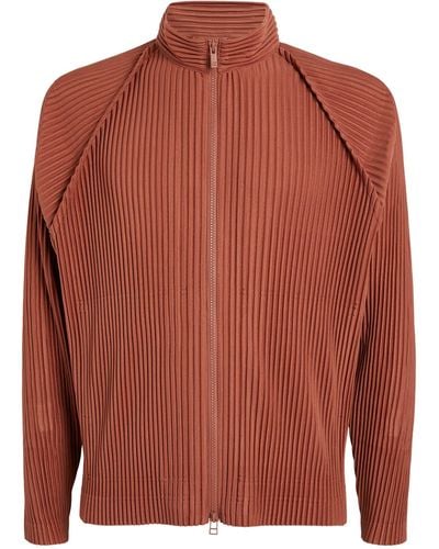 Homme Plissé Issey Miyake Pleated Zip-up Jacket - Red