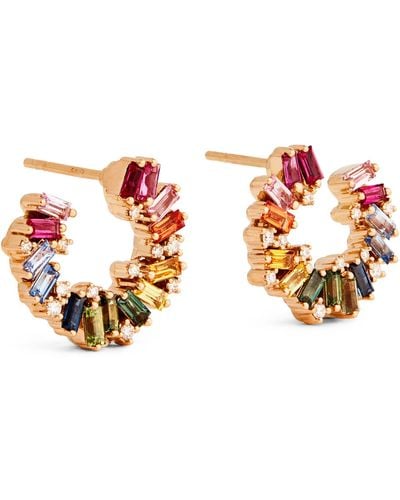 Suzanne Kalan Rose Gold, Diamond And Sapphire Firework Frenzy Earrings - Metallic