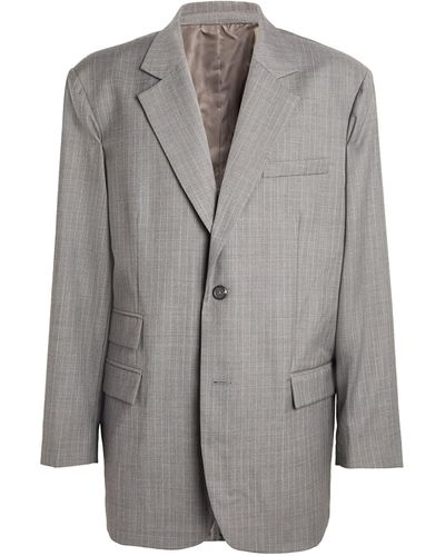Helmut Lang Wool Oversized Pinstripe Blazer - Gray