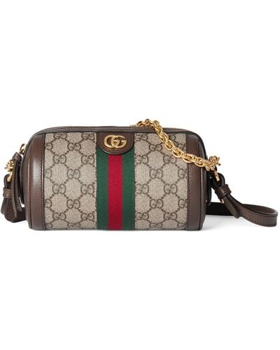 Gucci Mini Gg Supreme Ophidia Shoulder Bag - Brown