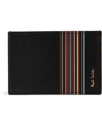 Paul Smith Leather Striped Card Holder - Black