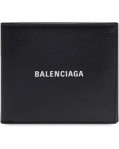 Balenciaga Leather Logo Bifold Wallet - Black
