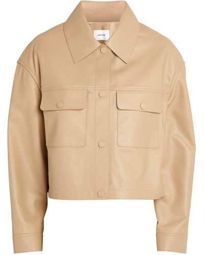 Yves Salomon Leather Collared Jacket - Natural