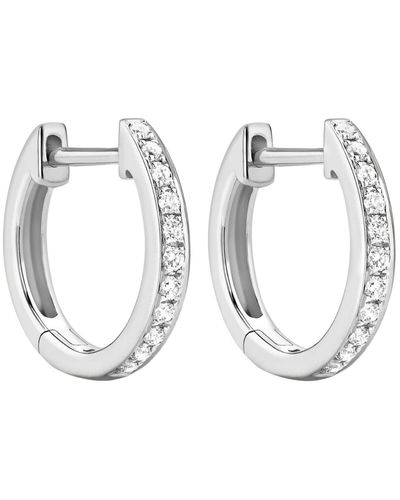 Kiki McDonough White Gold And Diamond Hoop Earrings - Metallic