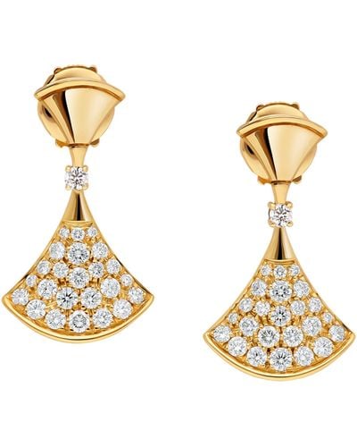 BVLGARI Yellow Gold And Diamond Divas' Dream Earrings - Metallic
