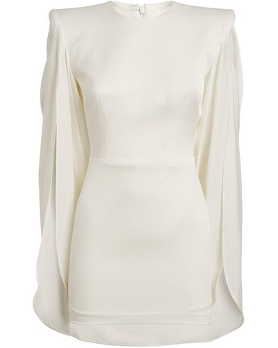 Alex Perry Satin Crepe Cape-detail Mini Dress - White