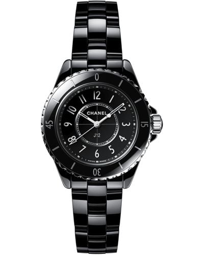Chanel Ceramic And Steel J12 Watch 33mm - Black