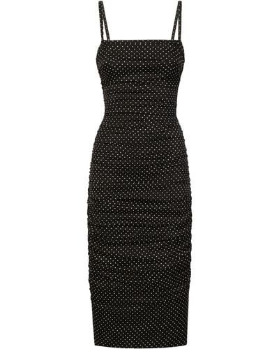 Dolce & Gabbana Silk Polka-dot Bodycon Dress - Black