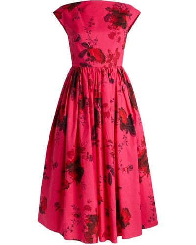 Erdem Floral Print Midi Dress - Red