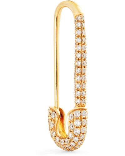 Anita Ko Yellow Gold And Diamond Safety Pin Single Left Earring - Metallic