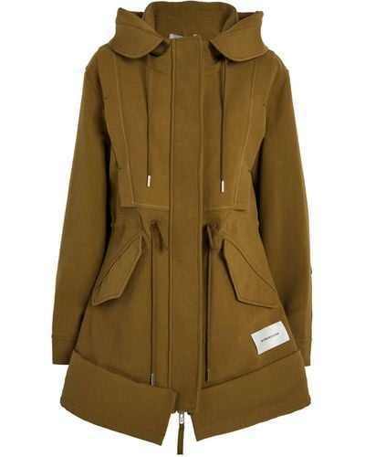 Victoria Beckham Cotton Hooded Parka - Green