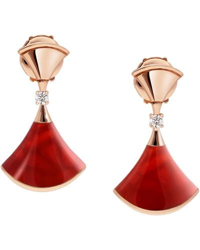 BVLGARI Rose Gold, Diamond And Carnelian Divas' Dream Earrings - Multicolor