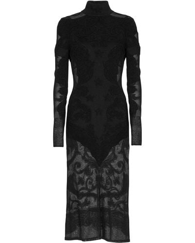 Balmain High-neck Jacquard Dress - Black