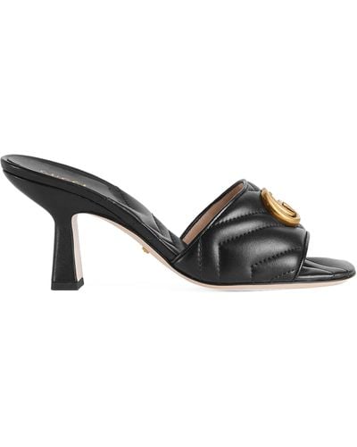 Gucci Leather Double G Mules 75 - Black