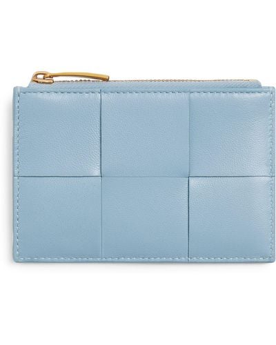 Bottega Veneta Leather Cassette Zipped Card Holder - Blue