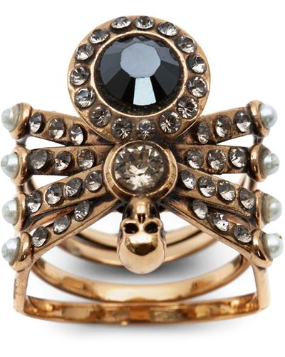 Alexander McQueen Embellished Spider Ring - Metallic