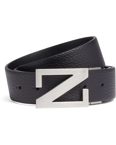 Zegna Calfskin Logo-buckle Belt - Black