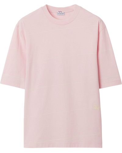 Burberry Cotton Striped T-shirt - Pink
