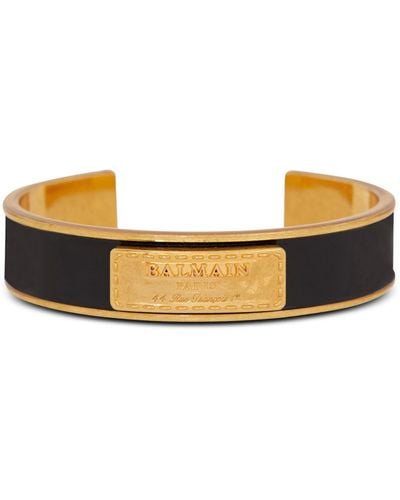 Balmain Logo Bracelet Cuff - Black
