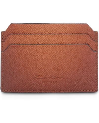 Santoni Leather Card Holder - Brown