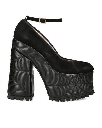 Charlotte Olympia Leather Malice Platform Court Shoes 155 - Black