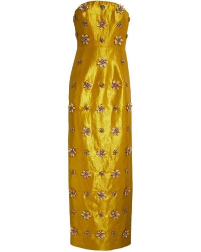 Huishan Zhang Strapless Loreena Maxi Dress - Yellow