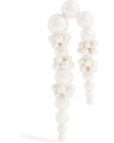 Sophie Bille Brahe Yellow Gold And Pearl Palais De Nuit Single Right Earring - White