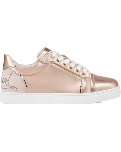Christian Louboutin Fun Vieira Crystal-embellished Metallic-leather And Suede Low-top Sneakers