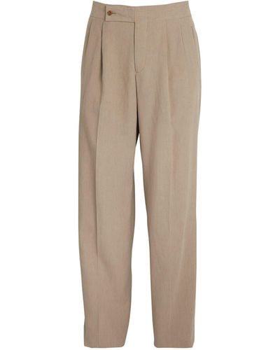 Giorgio Armani Linen Tailored Trousers - Natural