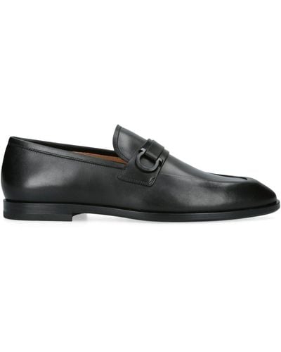 Ferragamo Leather Florio Loafers - Black