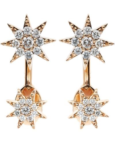 BeeGoddess Rose Gold And Diamond Star Drop Earrings - Metallic