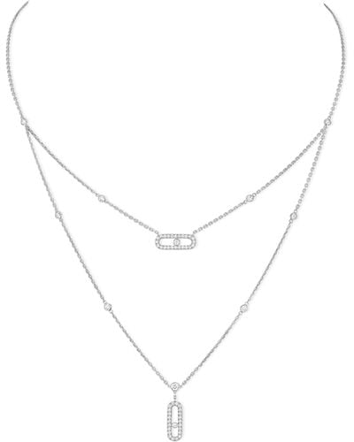 Messika White Gold And Diamond Move Uno Necklace - Metallic