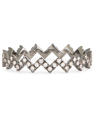 Eva Fehren Blackened White Gold And Diamond Ziggy Ring