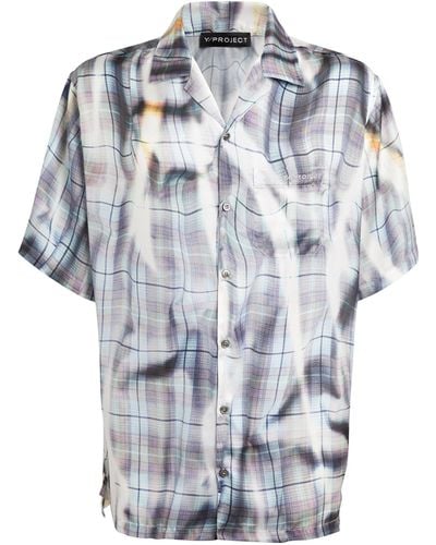 Y. Project Check Print Oversized Shirt - Blue