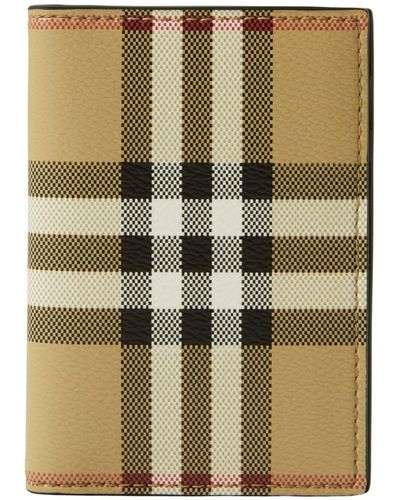 Burberry Leather Vintage Check Folding Wallet - Green