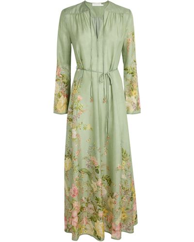 Zimmermann Silk Floral Waverly Dress - Green