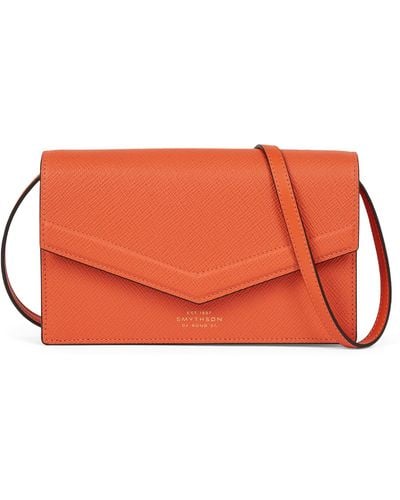 Smythson Panama Leather Envelope Cross-body Bag - Orange