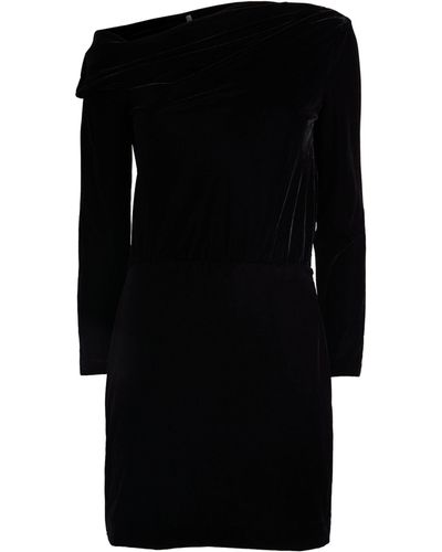 Theory Velvet Asymmetric Mini Dress - Black