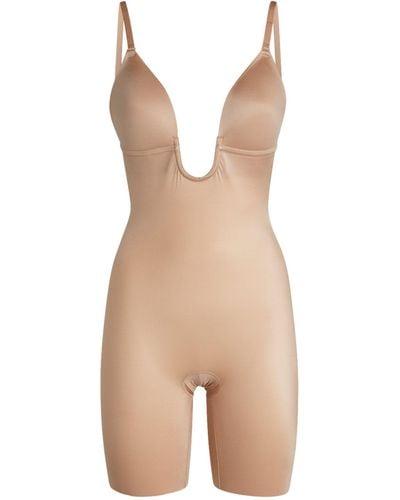 Spanx Suit Your Fancy Plunge Mid-thigh Bodysuit - Natural